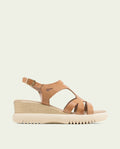ESTELA TAUPE WEDGE HEEL LEATHER SANDALS