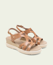 ESTELA TAUPE WEDGE HEEL LEATHER SANDALS