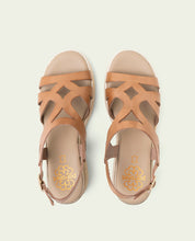 ESTELA TAUPE WEDGE HEEL LEATHER SANDALS
