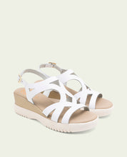 ESTELA WHITE WEDGE HEEL LEATHER SANDALS