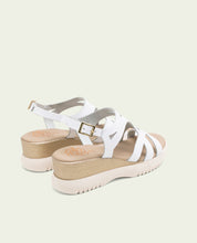 ESTELA WHITE WEDGE HEEL LEATHER SANDALS