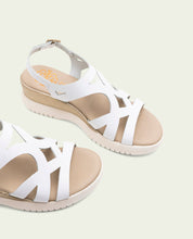 ESTELA WHITE WEDGE HEEL LEATHER SANDALS