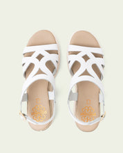 ESTELA WHITE WEDGE HEEL LEATHER SANDALS