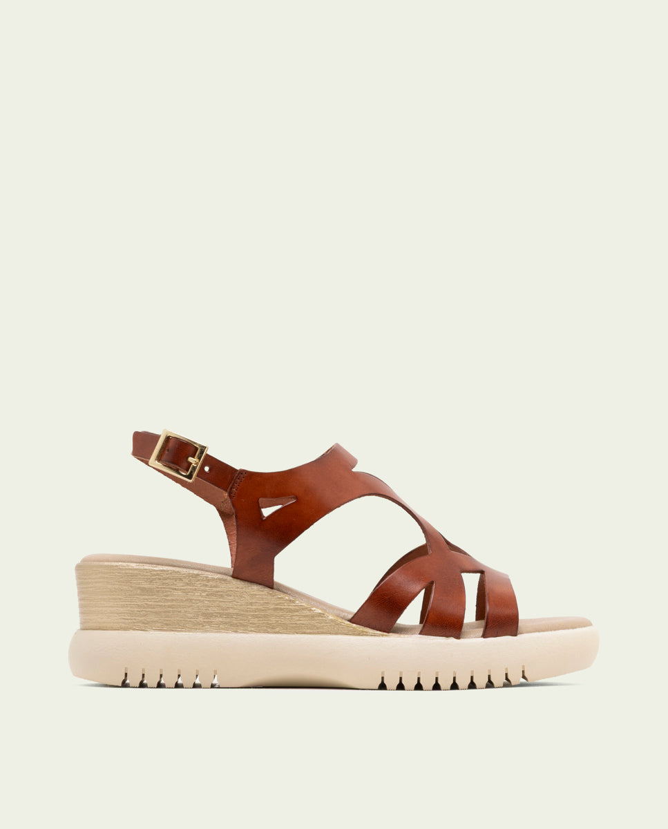 ESTELA LEATHER WEDGE HEEL SANDALS