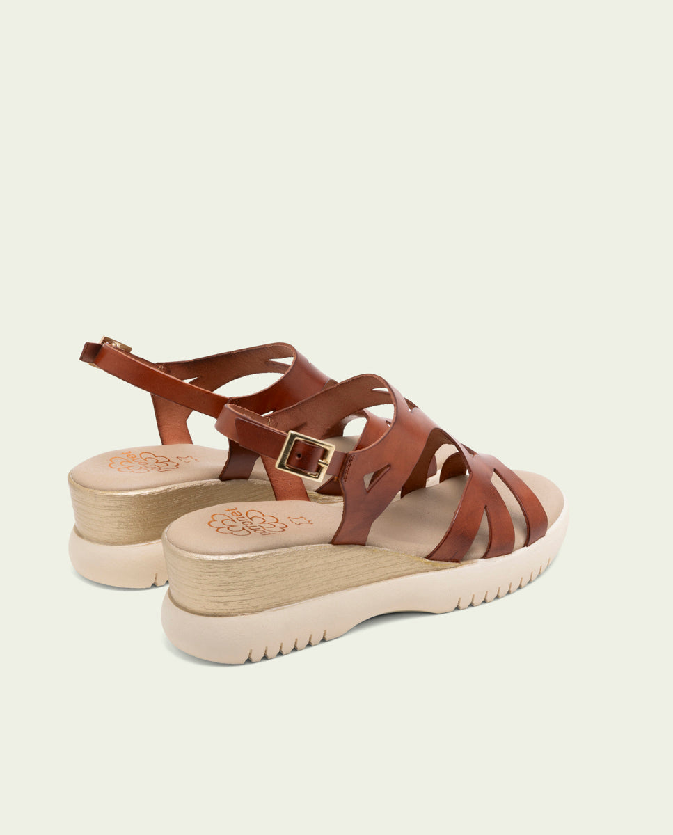 ESTELA LEATHER WEDGE HEEL SANDALS
