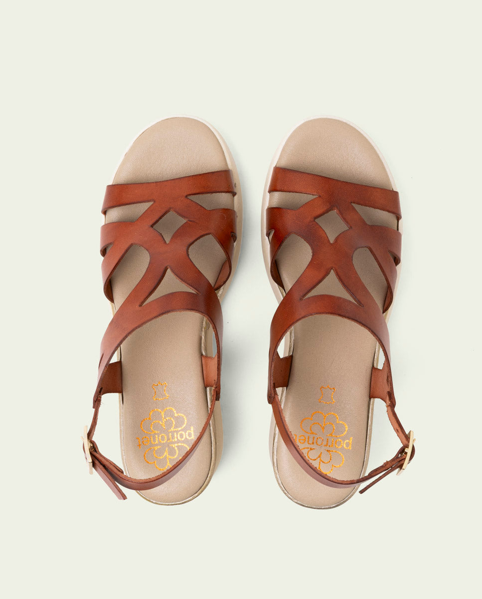 ESTELA LEATHER WEDGE HEEL SANDALS