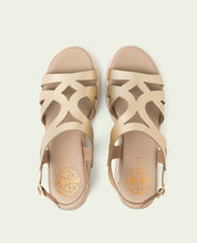 ESTELA GOLD WEDGE HEEL LEATHER SANDALS