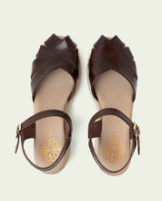 EMILIA MOCHA WEDGE HEEL LEATHER SANDALS