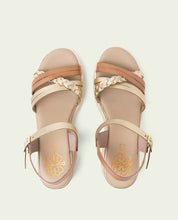 BERTA TAUPE GOLD WEDGE HEEL LEATHER SANDALS