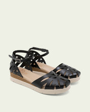 SANDALES À TALONS COMPENSÉS EN CUIR FEDERICA NOIR
