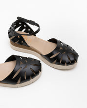 SANDALES À TALONS COMPENSÉS EN CUIR FEDERICA NOIR