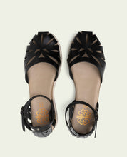 SANDALES À TALONS COMPENSÉS EN CUIR FEDERICA NOIR