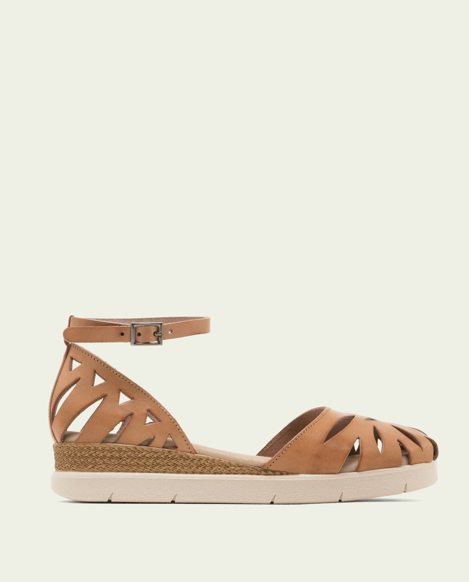 SANDALES À TALONS COMPENSÉS EN CUIR FEDERICA TAUPE