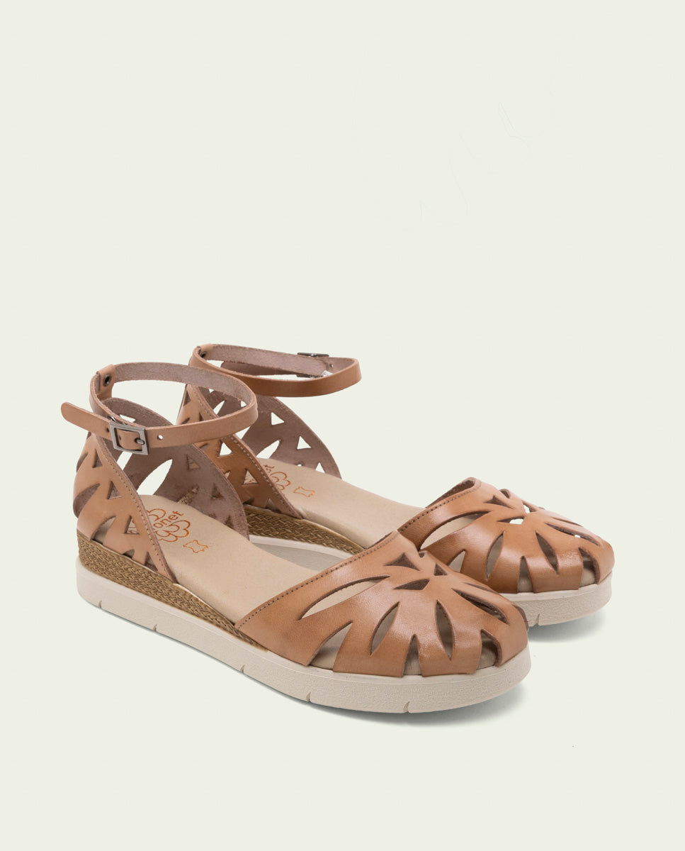 SANDALES À TALONS COMPENSÉS EN CUIR FEDERICA TAUPE