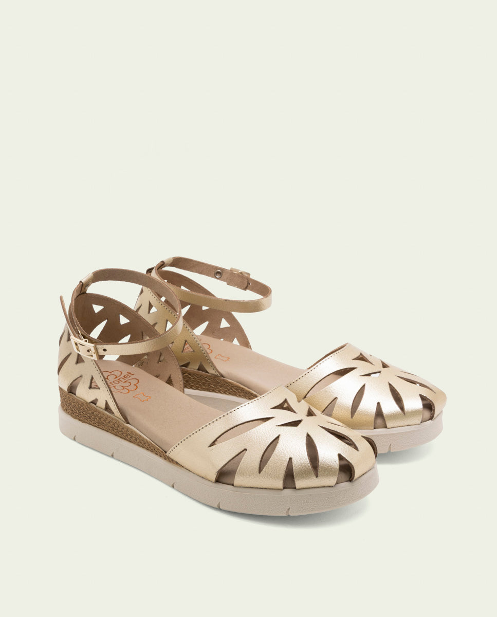 SANDALES À TALONS COMPENSÉS EN CUIR FEDERICA OR