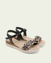 SANDALES À TALONS COMPENSÉS EN CUIR FLAVIA NOIR