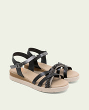 SANDALE À TALON EN CUIR FABIANA NOIR PLOMB