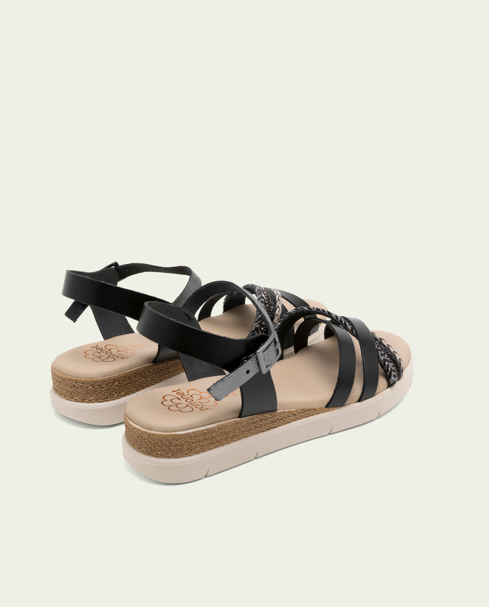 SANDALE À TALON EN CUIR FABIANA NOIR PLOMB