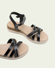 SANDALE À TALON EN CUIR FABIANA NOIR PLOMB