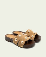 GIANNA CAMEL STUDDED LEATHER HEEL SANDAL