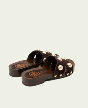 GIANNA MOKA STUDDED LEATHER HEEL SANDAL
