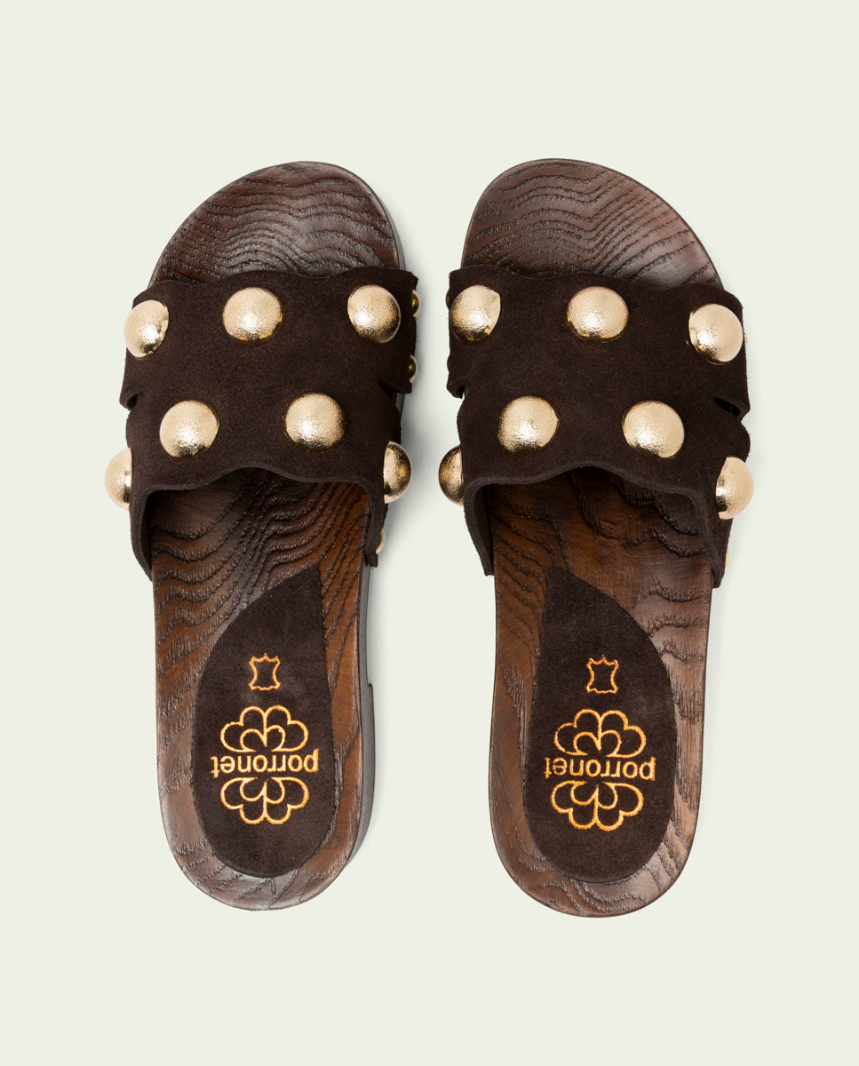 GIANNA MOKA STUDDED LEATHER HEEL SANDAL