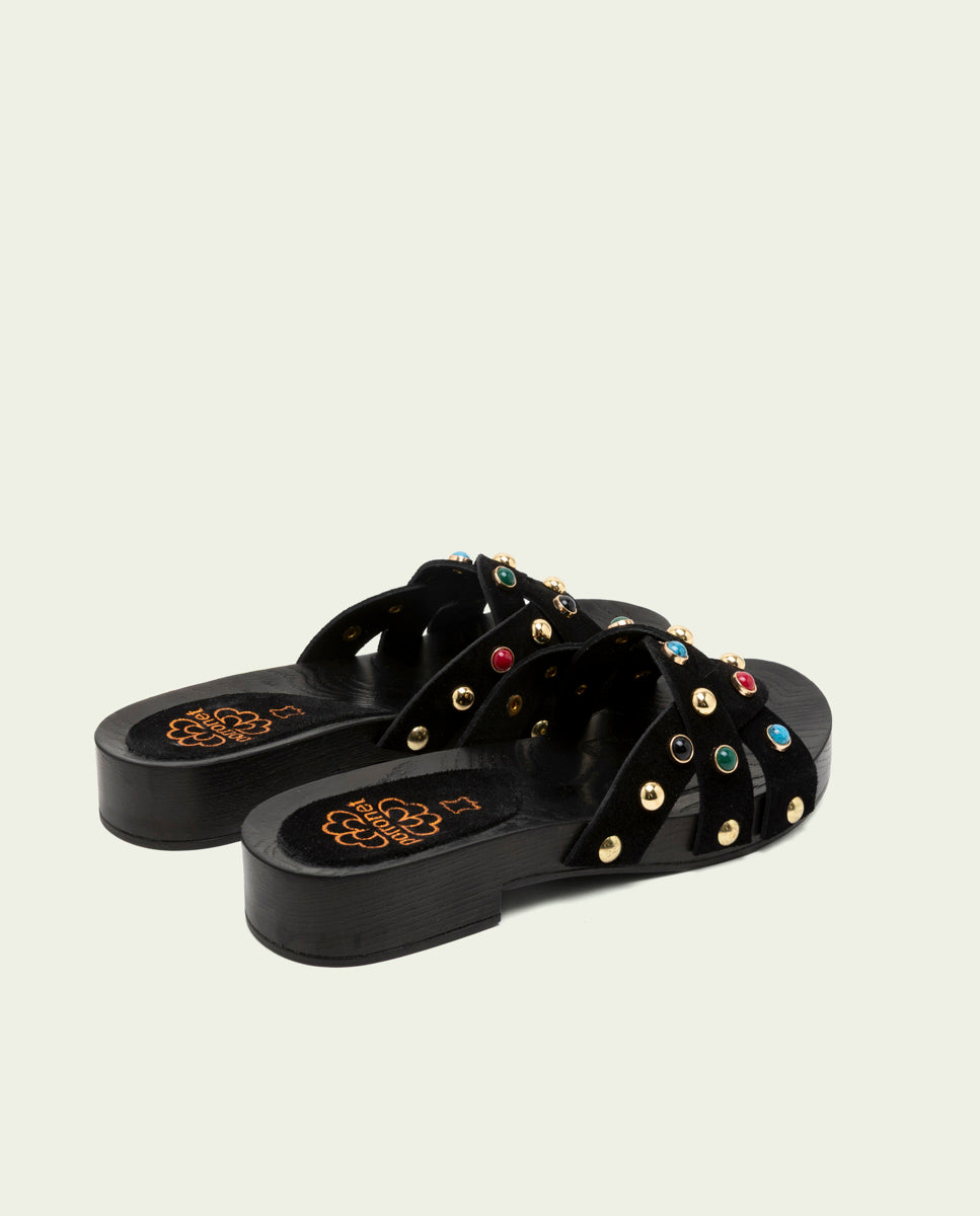 GRACIA BLACK JEWEL HEEL SANDAL