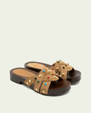 GRACIA CAMEL STONE HEEL SANDAL