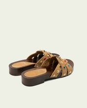 GRACIA CAMEL STONE HEEL SANDAL