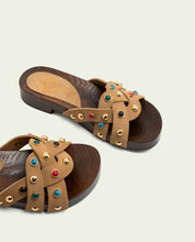 GRACIA CAMEL STONE HEEL SANDAL