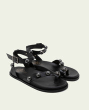 HOLLY BLACK STUDDED FLAT SANDAL