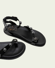 HOLLY BLACK STUDDED FLAT SANDAL