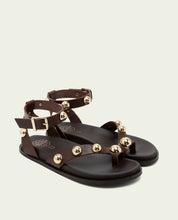 HOLLY MOKA STUDDED FLAT SANDAL