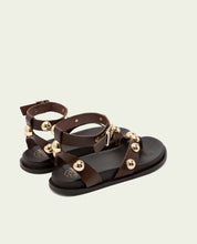 HOLLY MOKA STUDDED FLAT SANDAL