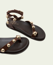 HOLLY MOKA STUDDED FLAT SANDAL