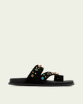 SANDALES PLATES EN CUIR CLOUS HANNAH NOIR