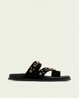 SANDALES PLATES EN CUIR CLOUS HANNAH NOIR