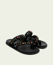SANDALES PLATES EN CUIR CLOUS HANNAH NOIR