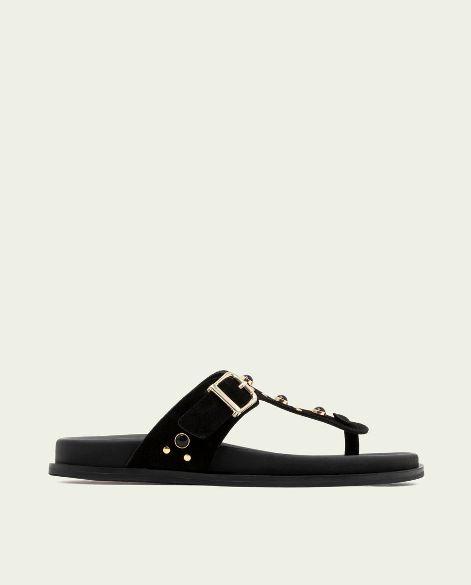 HARPER BLACK SLAVE FLAT SANDAL