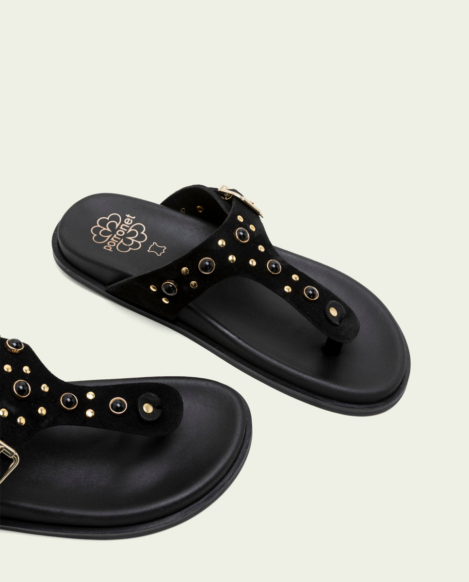 HARPER BLACK SLAVE FLAT SANDAL