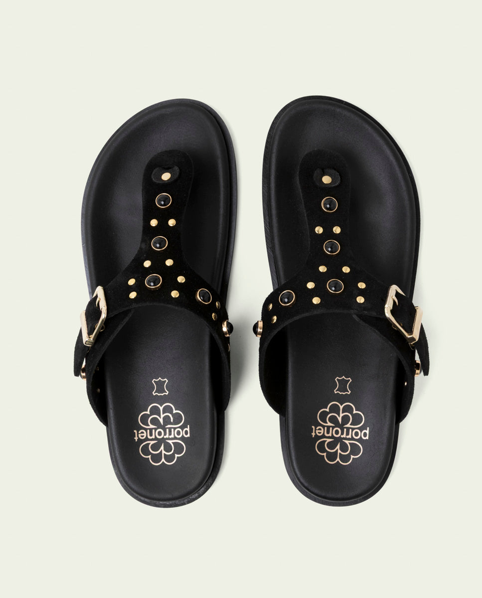 HARPER BLACK SLAVE FLAT SANDAL