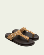 SANDALE PLATE EN CUIR ESCLAVE HARPER CAMEL