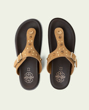 SANDALE PLATE EN CUIR ESCLAVE HARPER CAMEL
