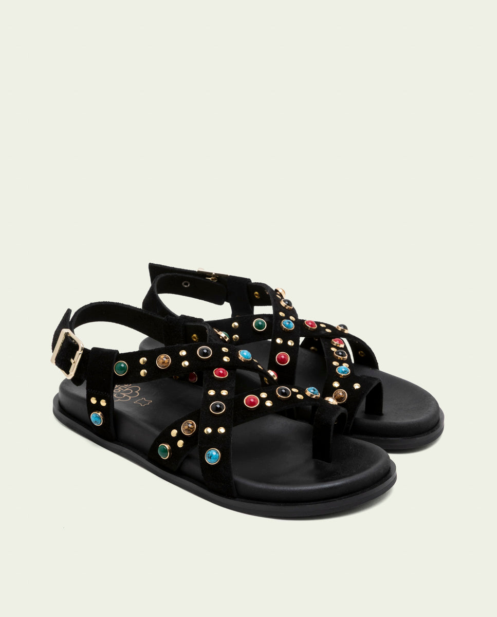 HAZEL BLACK FLAT SANDAL