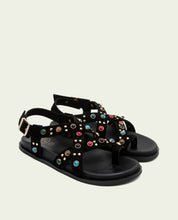 SANDALE PLATE EN CUIR HAZEL NOIR
