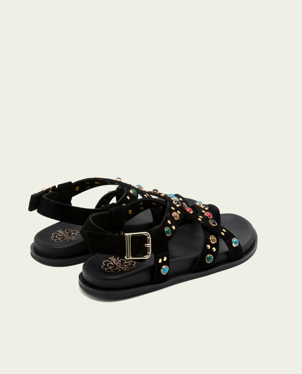 HAZEL BLACK FLAT SANDAL