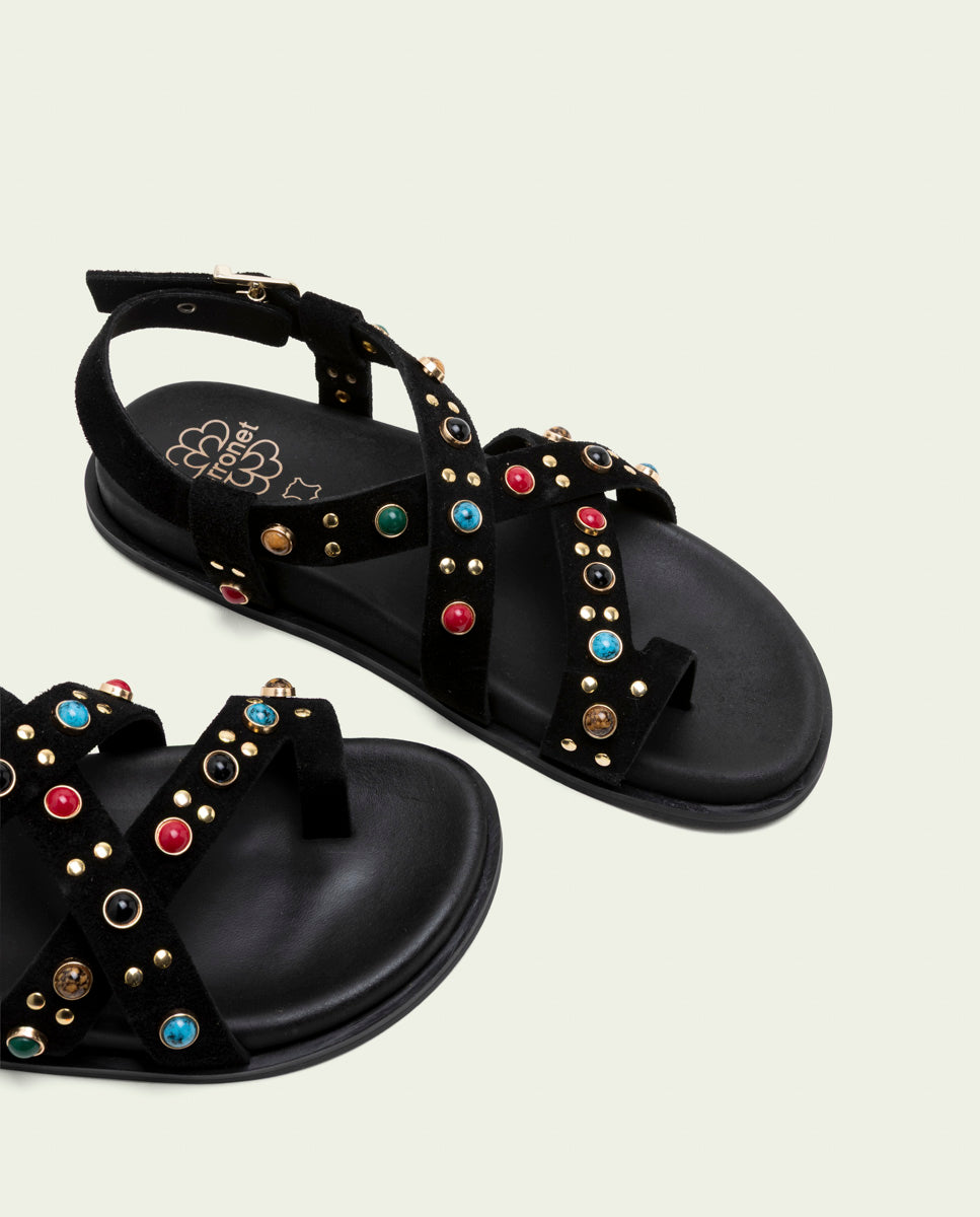 HAZEL BLACK FLAT SANDAL
