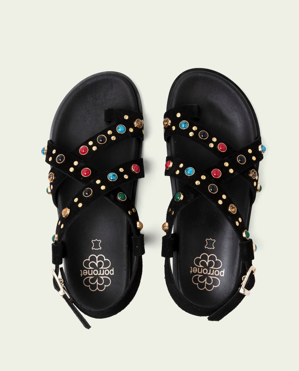 HAZEL BLACK FLAT SANDAL