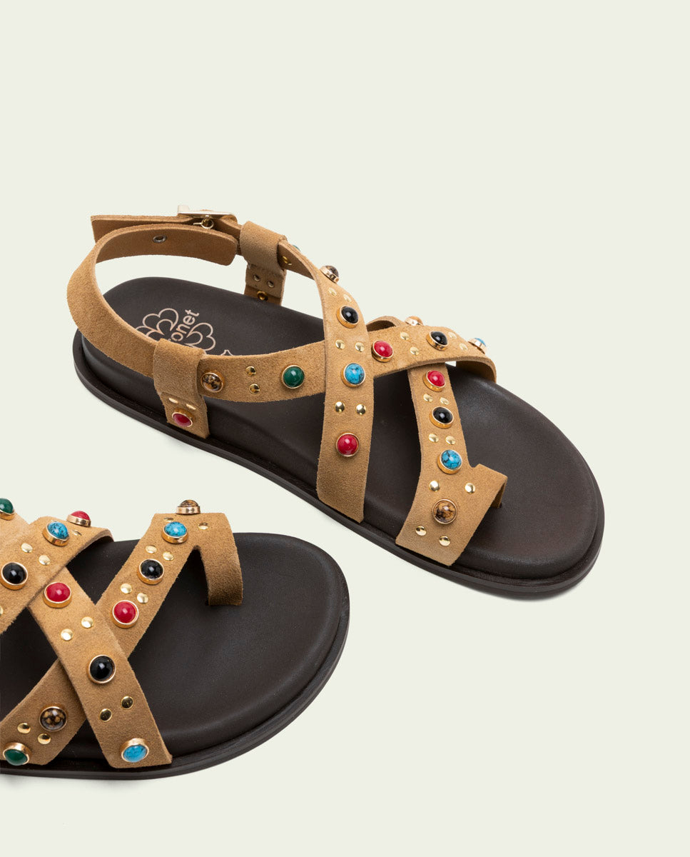 HAZEL CAMEL FLAT SANDAL