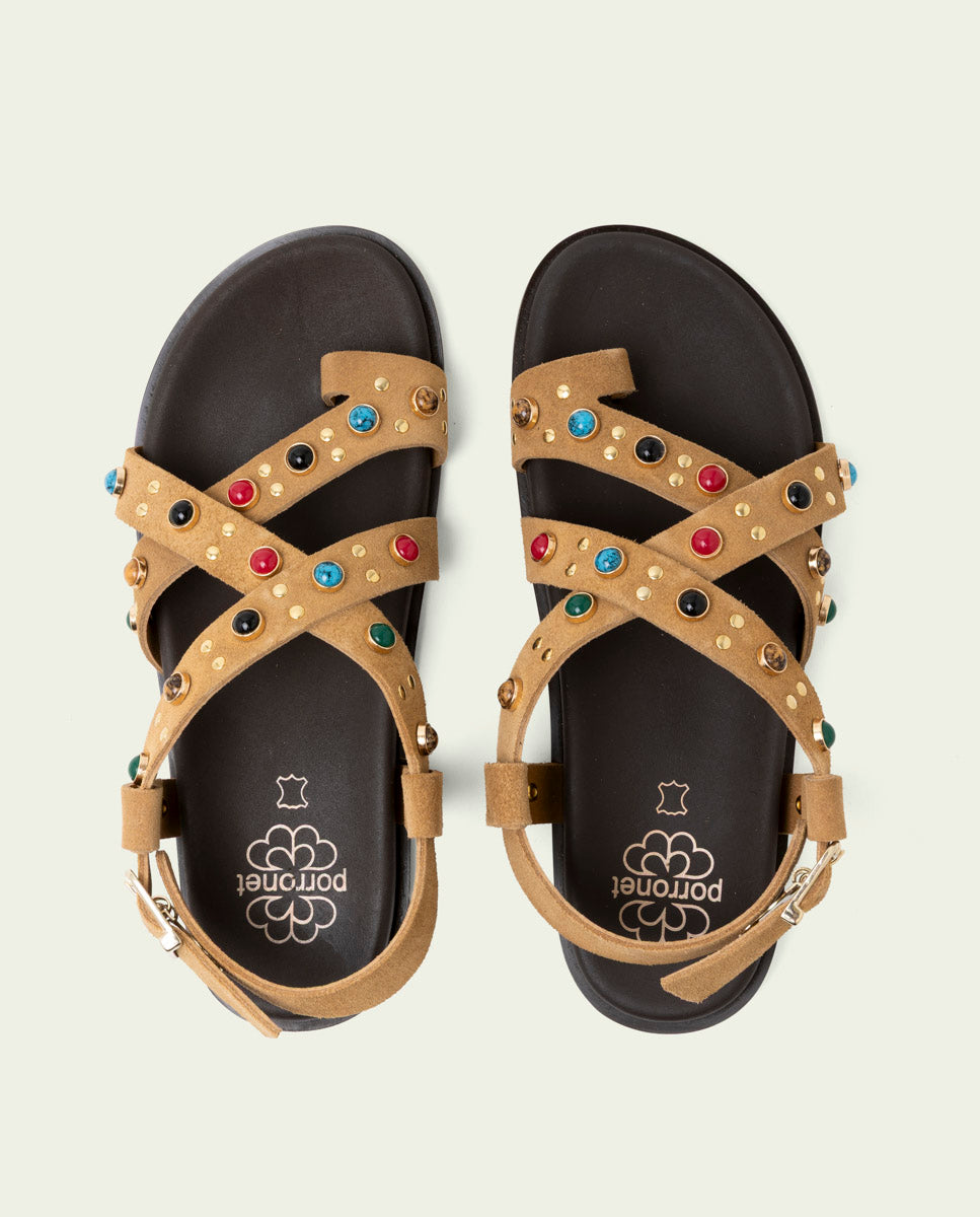 HAZEL CAMEL FLAT SANDAL